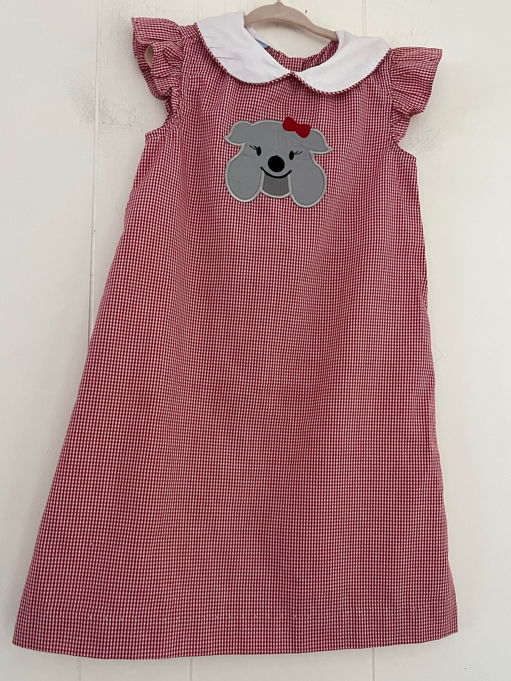 Georgia Bulldogs Embroidered UGA Collared Red Gingham Plaid Dress Size 5 SEC